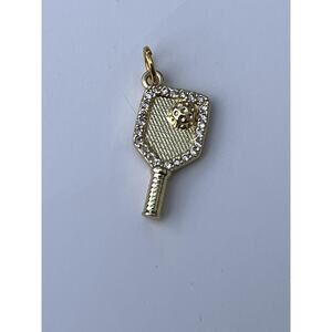 Gold Pickleball Charm with CZ diamond details